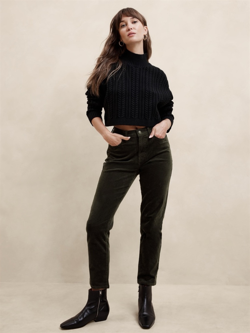 Banana Republic High-Rise Slim Corduroy Pants New Mallard Green Size 31/12